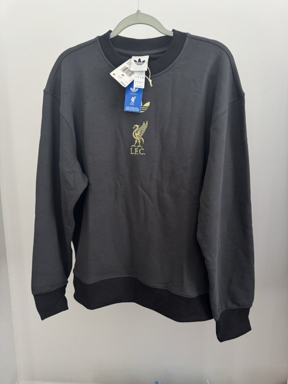 Adidas Liverpool FC Crew Sweatshirt Men's Medium LFC Gold Crest NWT $90